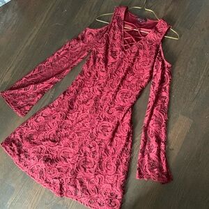 Material Girl Cold Shoulder Lace Dress